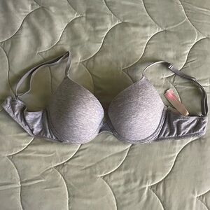 VS Pink Cotton Push Up Bra Heathered Grey